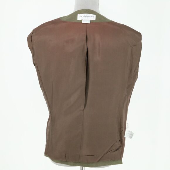 Liz Claiborne Jacket Womens 10 Linen Green Lined Pockets Office Career Vintage - Picture 12 of 13